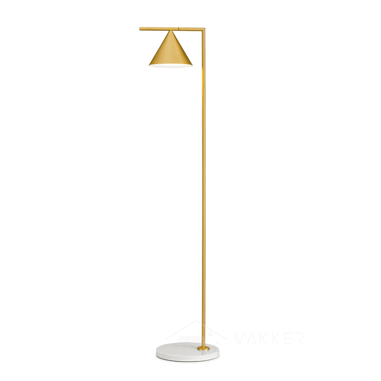 Lampada da terra – Base in marmo bianco – Acciaio/ottone – 150 cm – Design elegante per il soggiorno