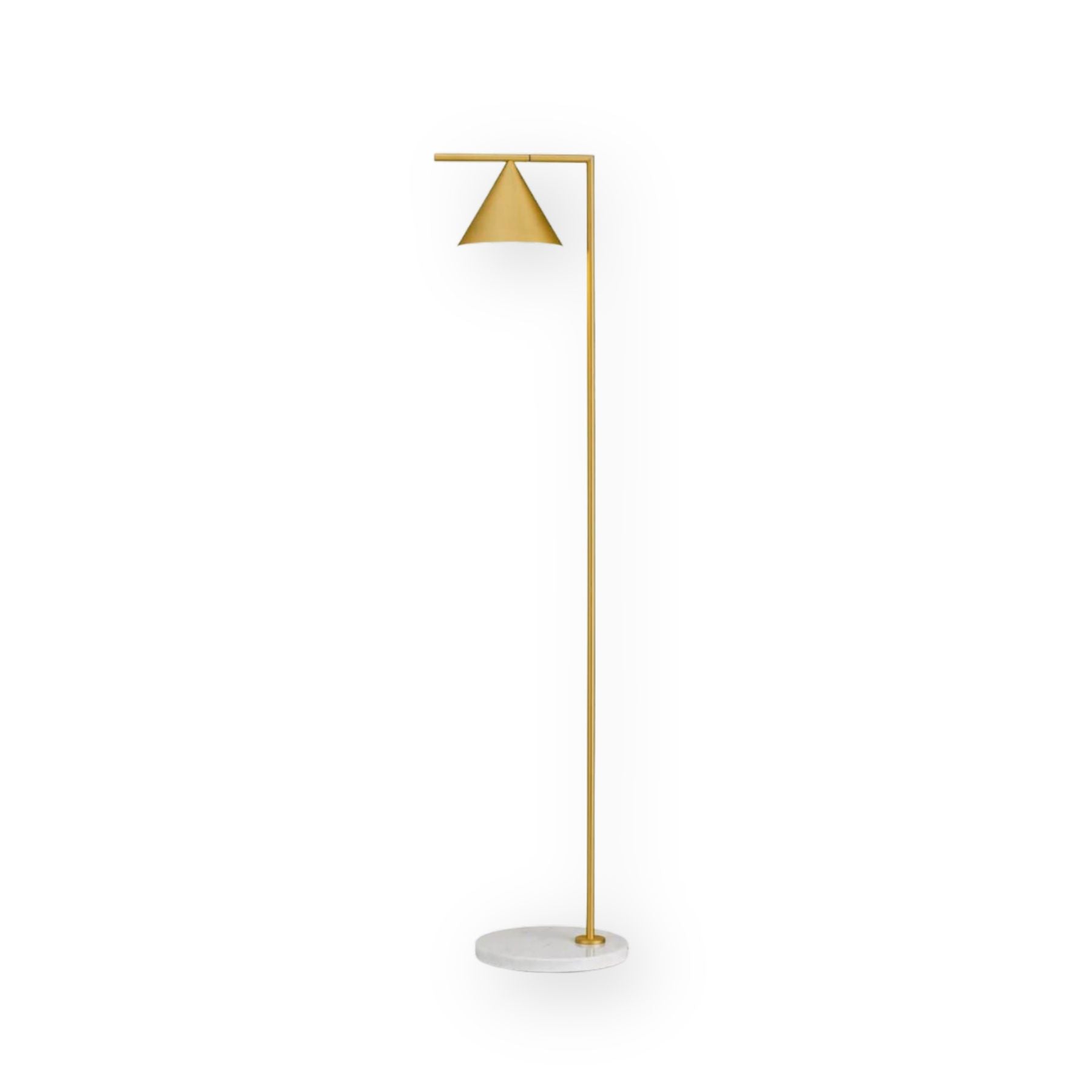 Lampada da terra – Base in marmo bianco – Acciaio/ottone – 150 cm – Design elegante per il soggiorno