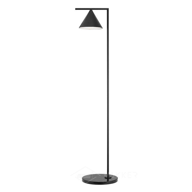 Lampada da terra – Base in marmo bianco – Acciaio/ottone – 150 cm – Design elegante per il soggiorno