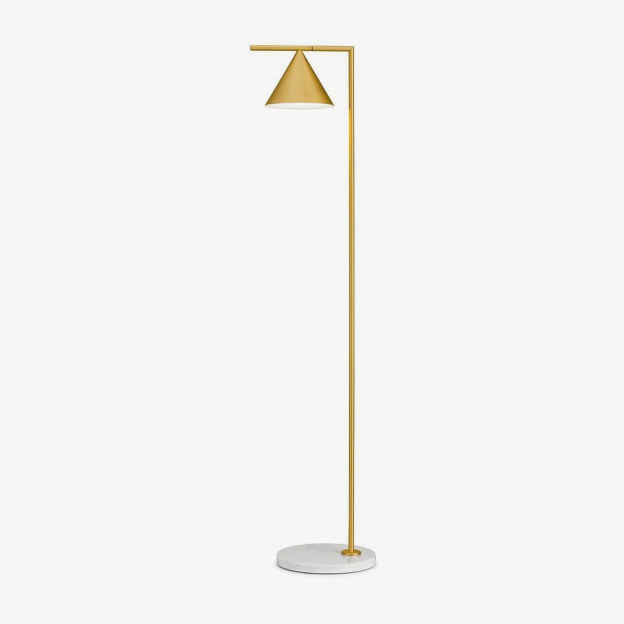 Lampada da terra – Base in marmo bianco – Acciaio/ottone – 150 cm – Design elegante per il soggiorno