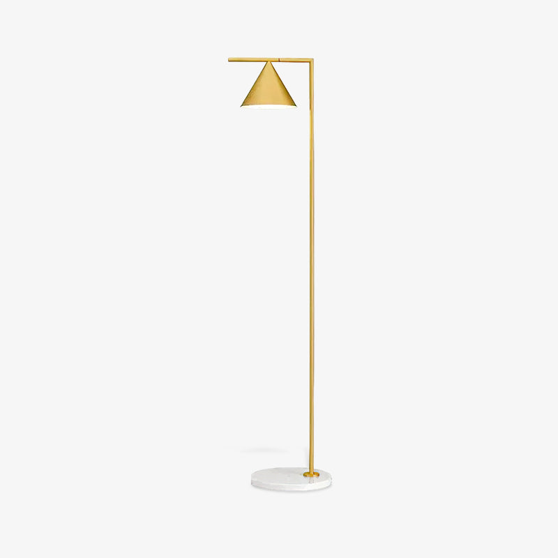Lampada da terra – Base in marmo bianco – Acciaio/ottone – 150 cm – Design elegante per il soggiorno