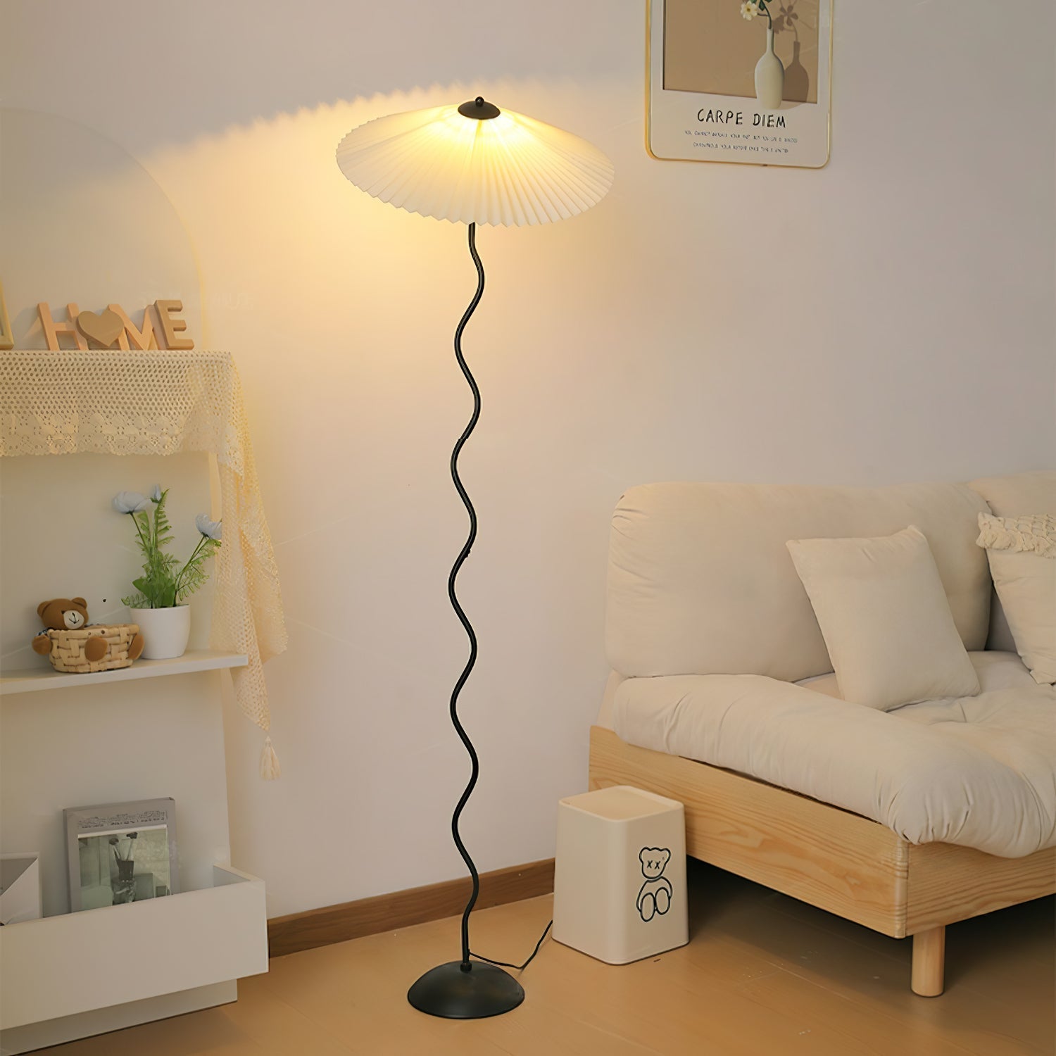 Lampada da terra – Metallo – Beige – 150 cm – Design moderno per soggiorno e camera da letto