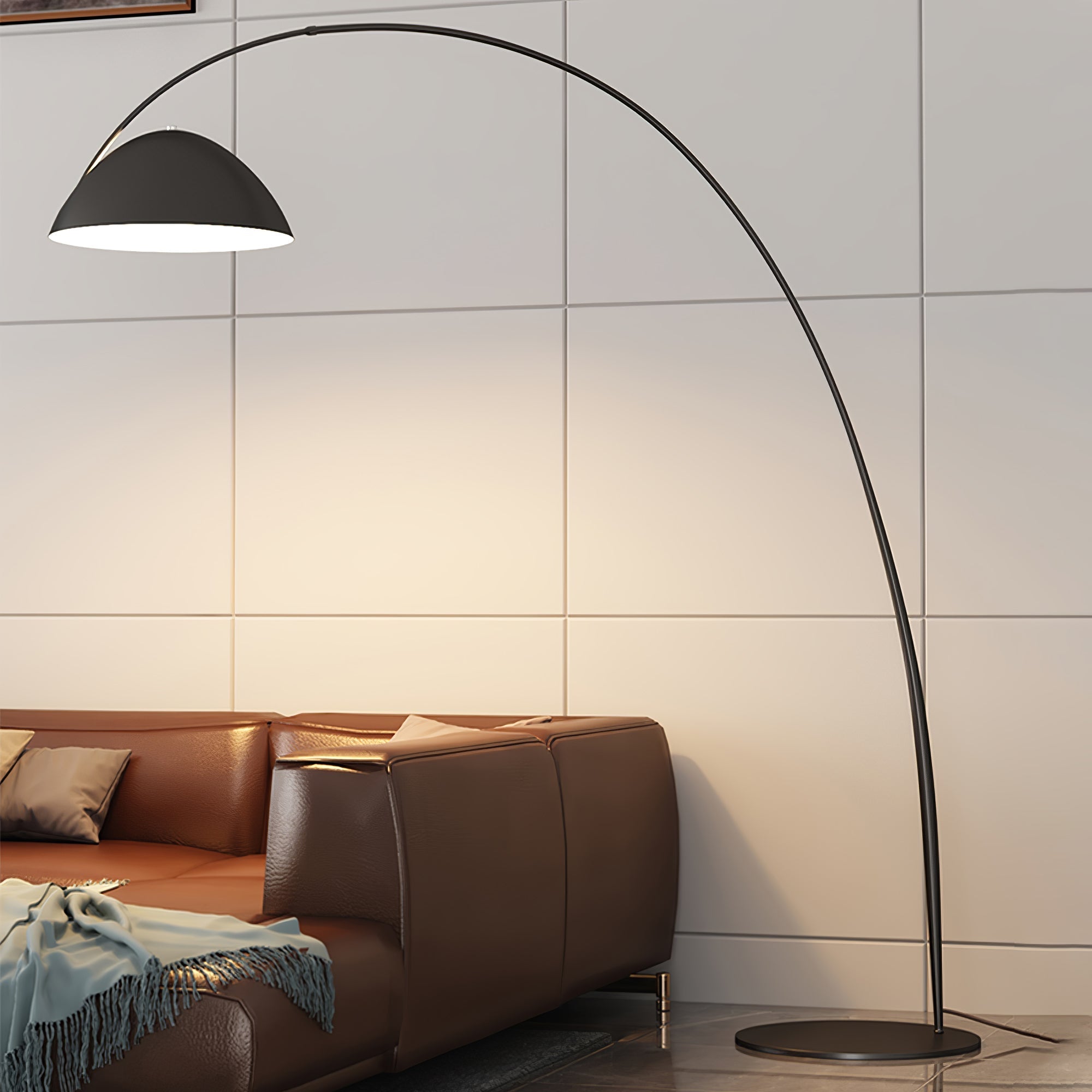 Lampada da terra – Metallo – Nero – Lampada ad arco – Design moderno – Illuminazione elegante per la tua casa