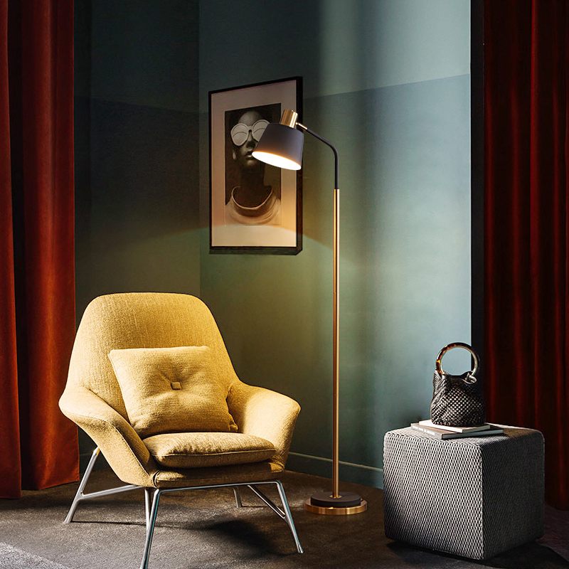 Lampada da terra – Tessuto – Nero – 160 cm – Moderna con telecomando per soggiorno e camera da letto