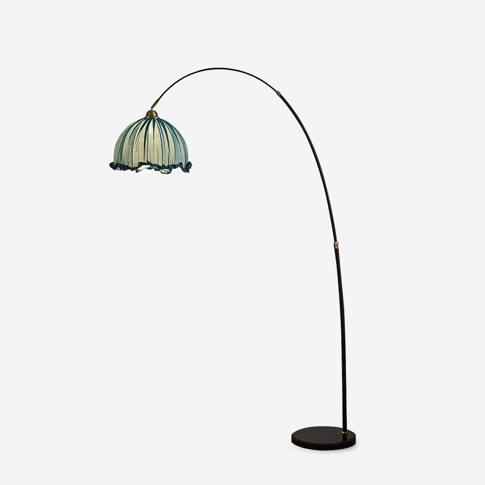 Lampada da terra – Tessuto – Nero – Lampada ad arco – Design elegante per il soggiorno