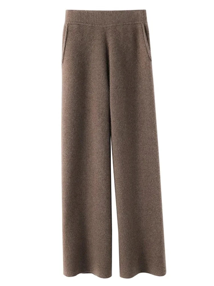 Pantaloni in Cashmere a Vita Alta Elara per Uso Quotidiano