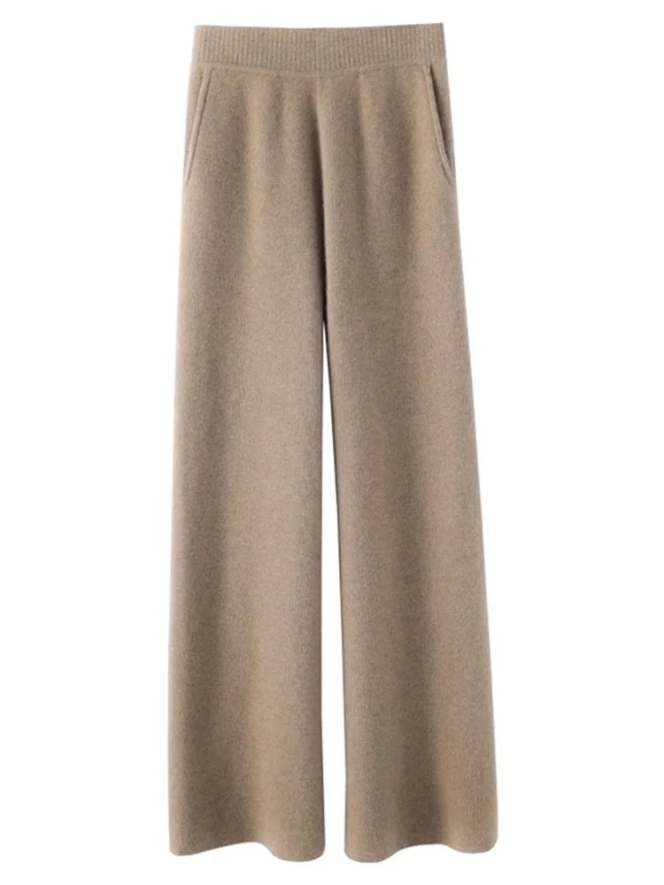 Pantaloni in Cashmere a Vita Alta Elara per Uso Quotidiano