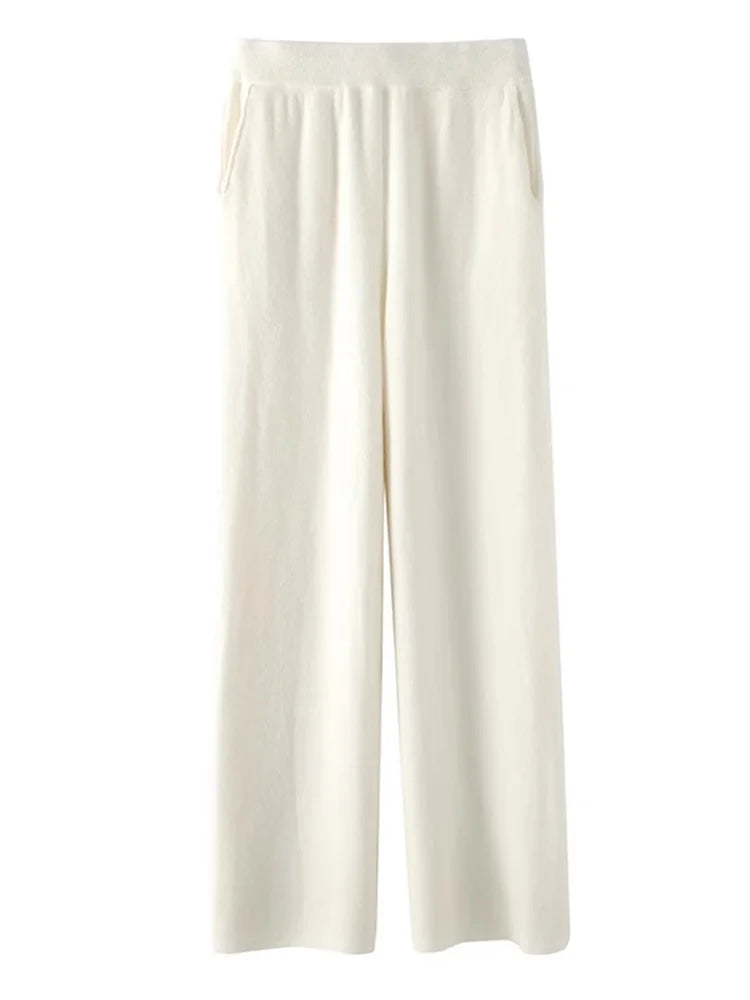 Pantaloni in Cashmere a Vita Alta Elara per Uso Quotidiano