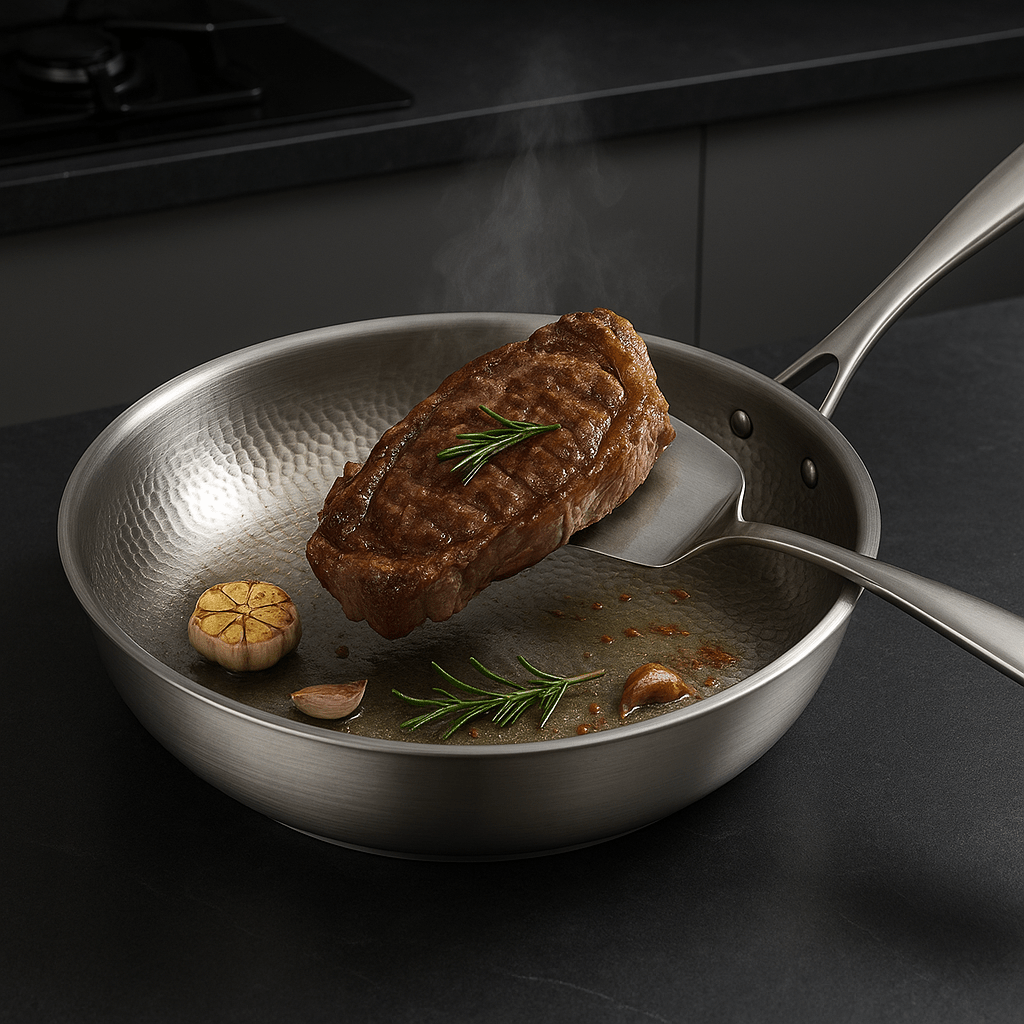 TITANFORGE Padella Premium 2.0 - Padella in Titanio Resistente ai Graffi Senza Rivestimento per Risultati di Cottura Perfetti