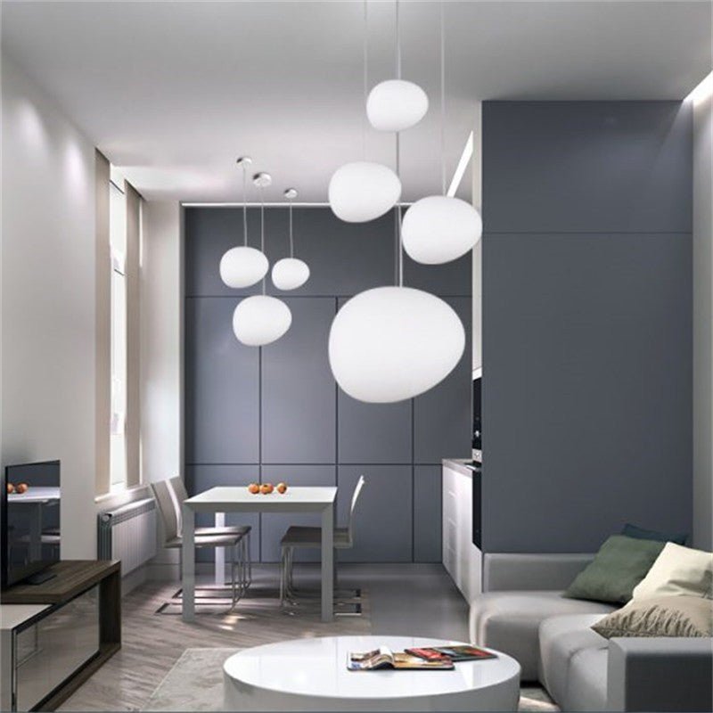 Telstone Lampada a sospensione – Vetro – Bianco – Ø30 cm – Design moderno