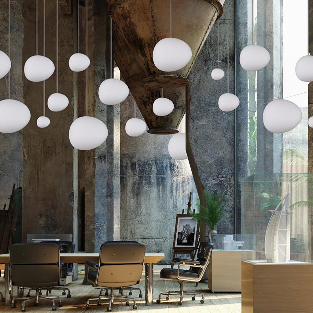 Telstone Lampada a sospensione – Vetro – Bianco – Ø30 cm – Design moderno