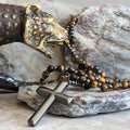 Collana Rosario da Uomo AstraVea con Perle di Occhio di Tigre e Lapislazzuli