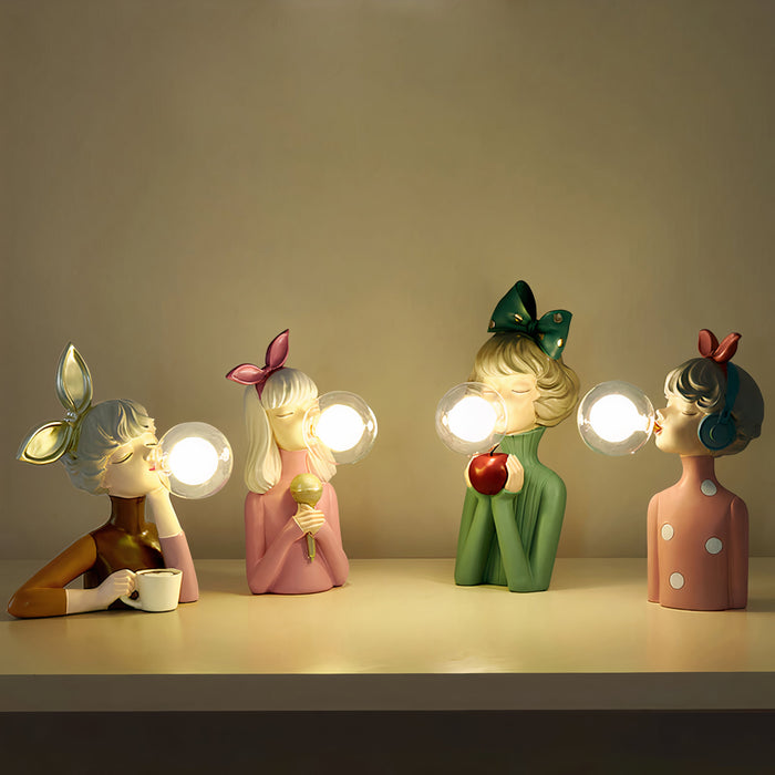 Lampada da tavolo – Resina e vetro – Colorata – 32 cm – Giocosa per camerette e spazi abitativi moderni