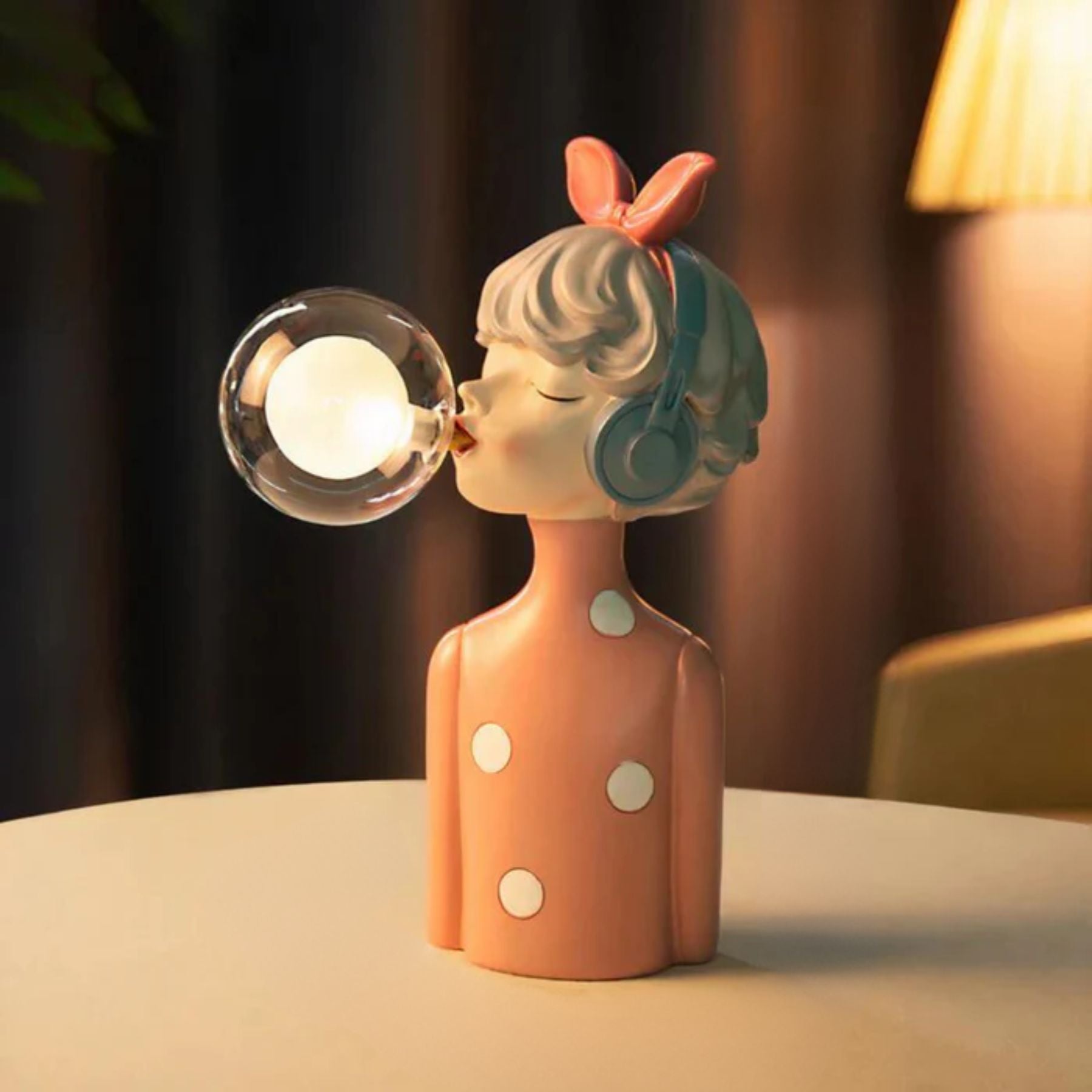 Lampada da tavolo – Resina e vetro – Colorata – 32 cm – Giocosa per camerette e spazi abitativi moderni