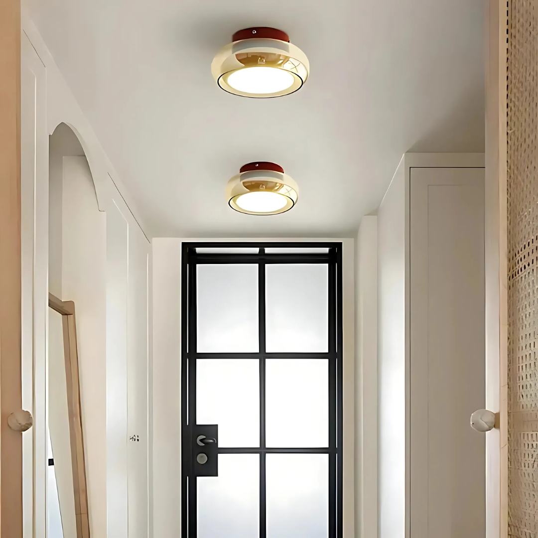 Lampada da soffitto Tivora – Metallo e vetro – Nero – Ø 30 cm – Design retro con illuminazione a LED