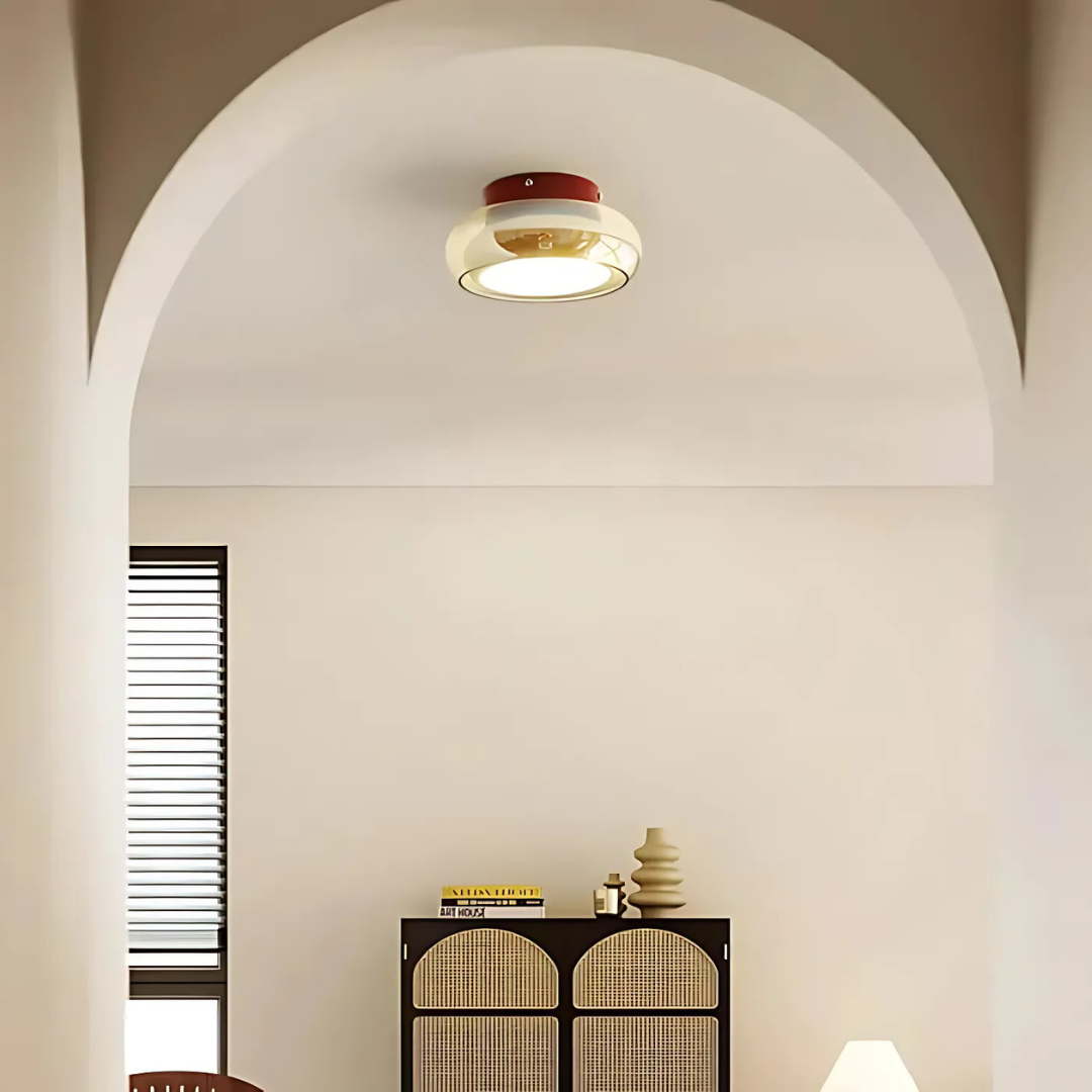 Lampada da soffitto Tivora – Metallo e vetro – Nero – Ø 30 cm – Design retro con illuminazione a LED