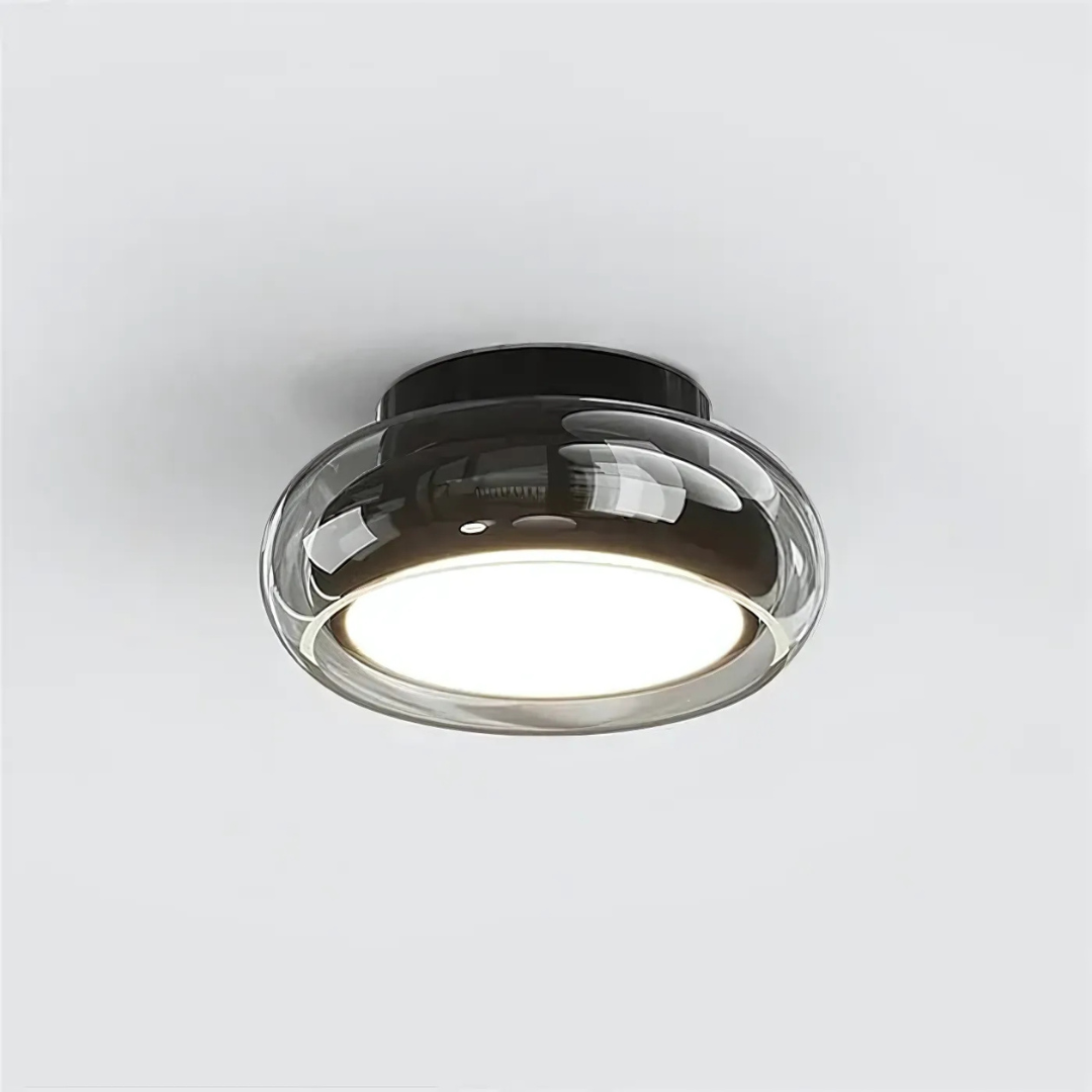 Lampada da soffitto Tivora – Metallo e vetro – Nero – Ø 30 cm – Design retro con illuminazione a LED