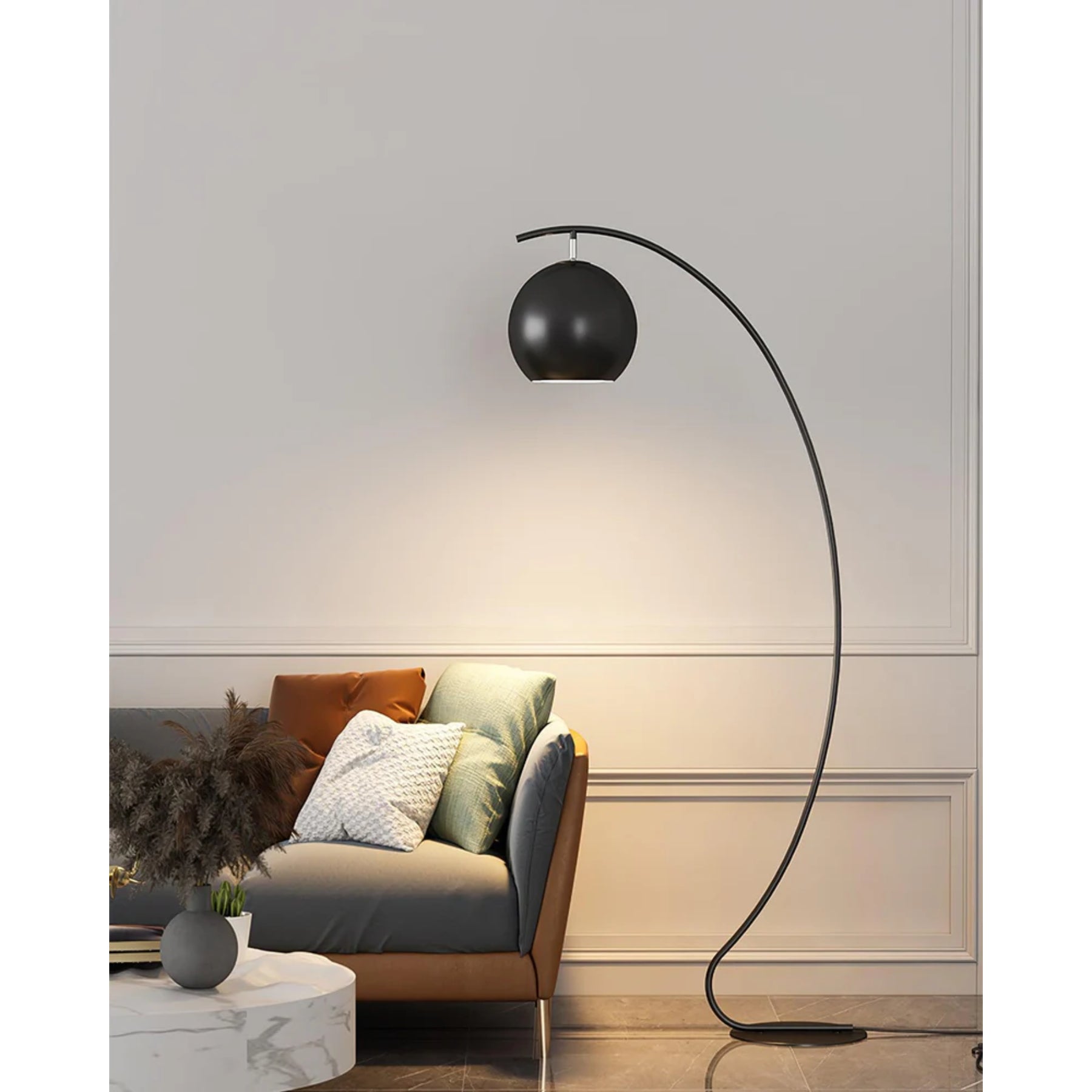Lampada da terra Torviano – Metallo – Nero – 160 cm – Design moderno per il soggiorno