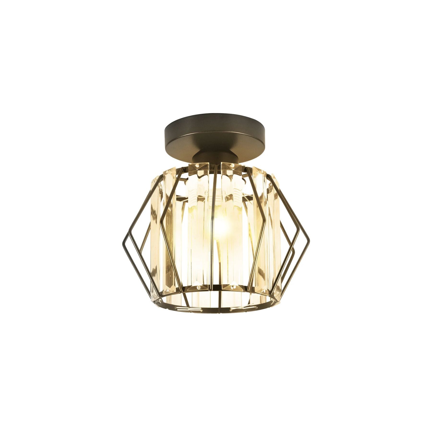 Lampada da soffitto Trisal – Ferro & Cristallo – Trasparente – 40×40 cm – Design moderno per soggiorno e camera da letto