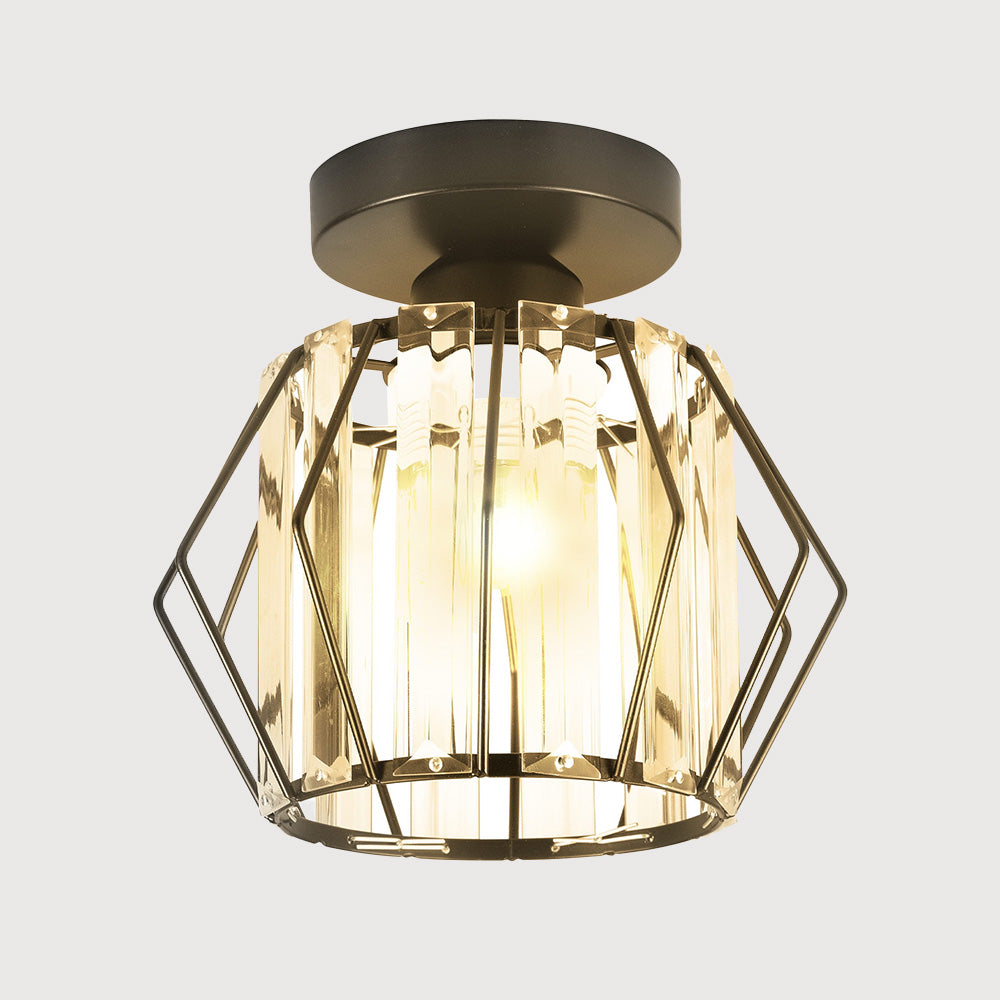 Lampada da soffitto Trisal – Ferro & Cristallo – Trasparente – 40×40 cm – Design moderno per soggiorno e camera da letto