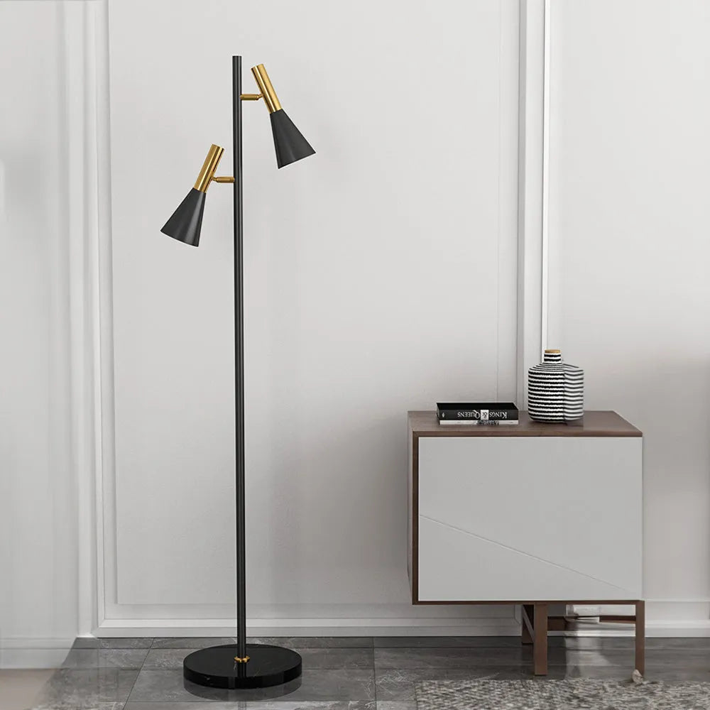 Lampada da terra Tulzo – Marmo – Nero/Oro – Dimensione standard – Design elegante per il soggiorno