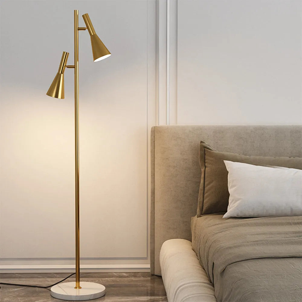 Lampada da terra Tulzo – Marmo – Nero/Oro – Dimensione standard – Design elegante per il soggiorno