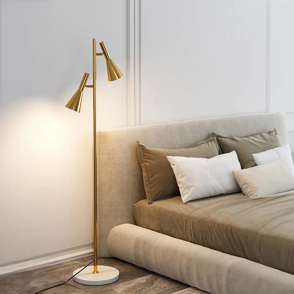 Lampada da terra Tulzo – Marmo – Nero/Oro – Dimensione standard – Design elegante per il soggiorno