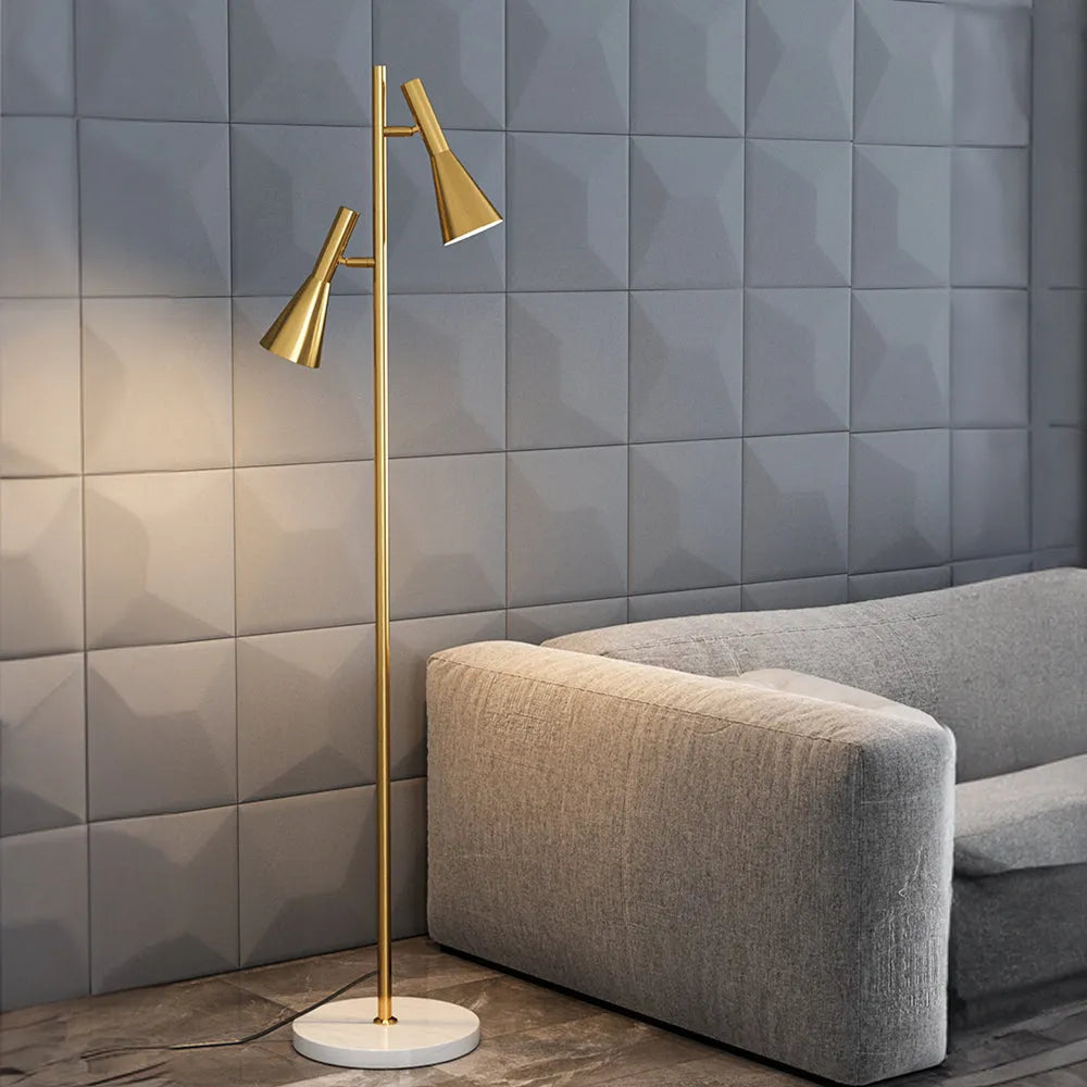 Lampada da terra Tulzo – Marmo – Nero/Oro – Dimensione standard – Design elegante per il soggiorno
