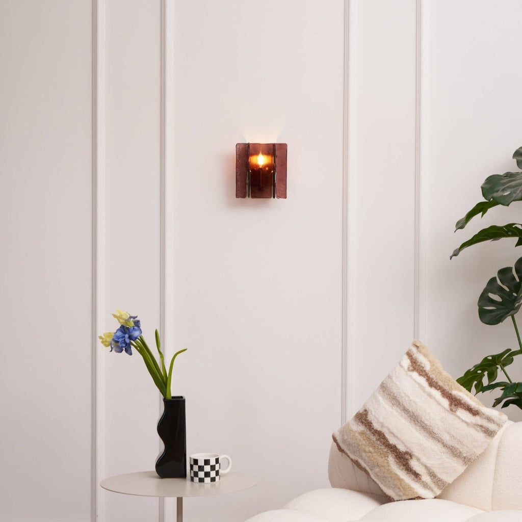 Lampada da Parete Vasimo – Metallo Color Oro – Rosso – E14 – Design Elegante