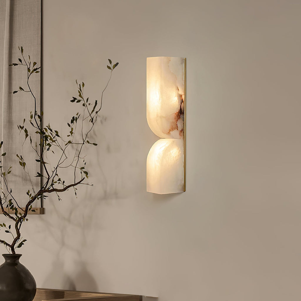 Lampada da Parete – Alabastro & Metallo – Nero – Verticale – Design Elegante per Illuminazione Stile