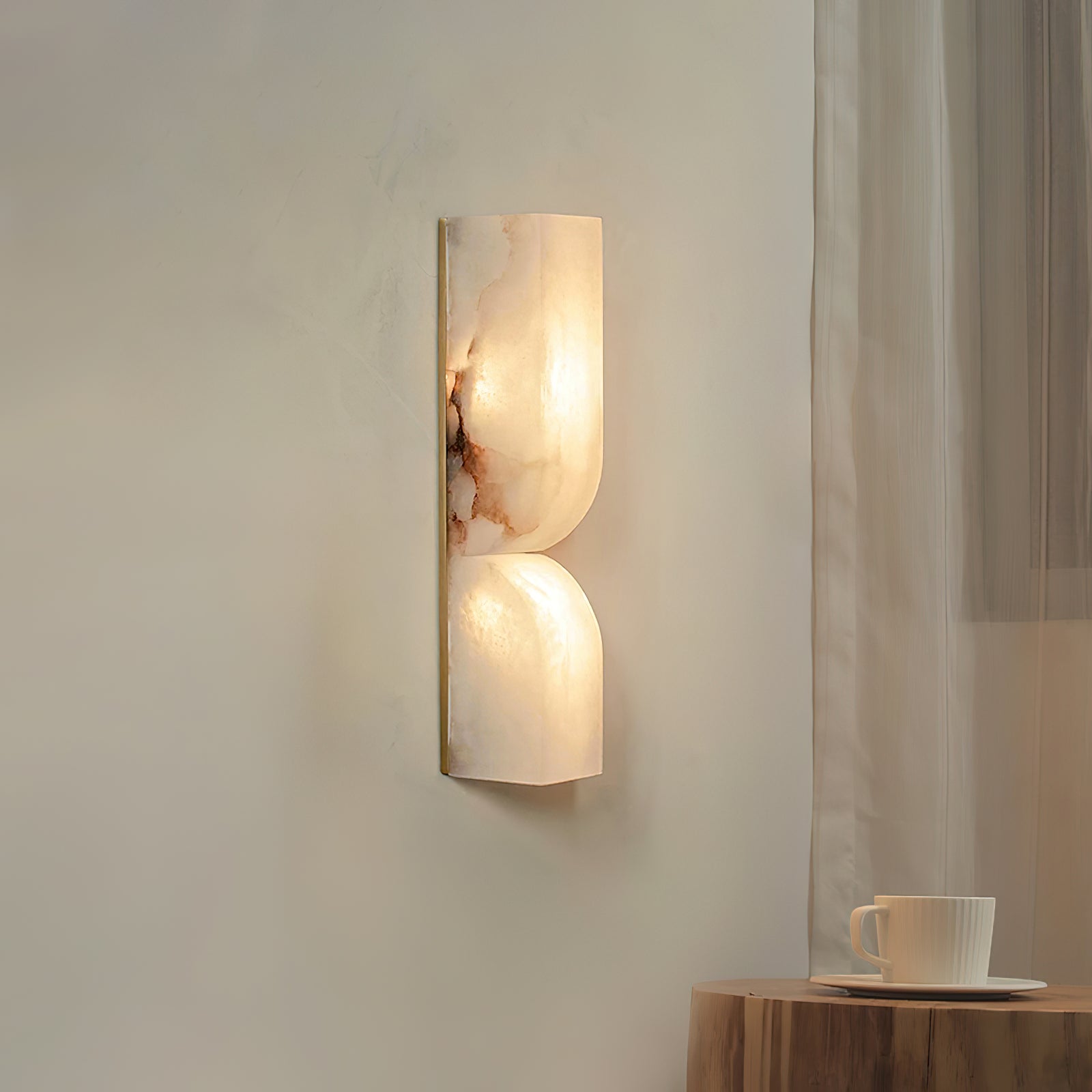 Lampada da Parete – Alabastro & Metallo – Nero – Verticale – Design Elegante per Illuminazione Stile