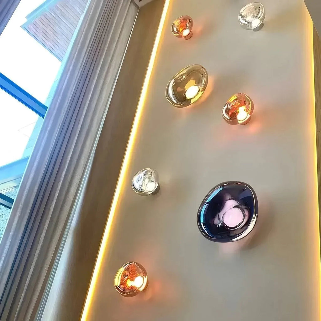 Lampada da parete – Pietra lavica e vetro – Nero – E27 – Design moderno per interni eleganti