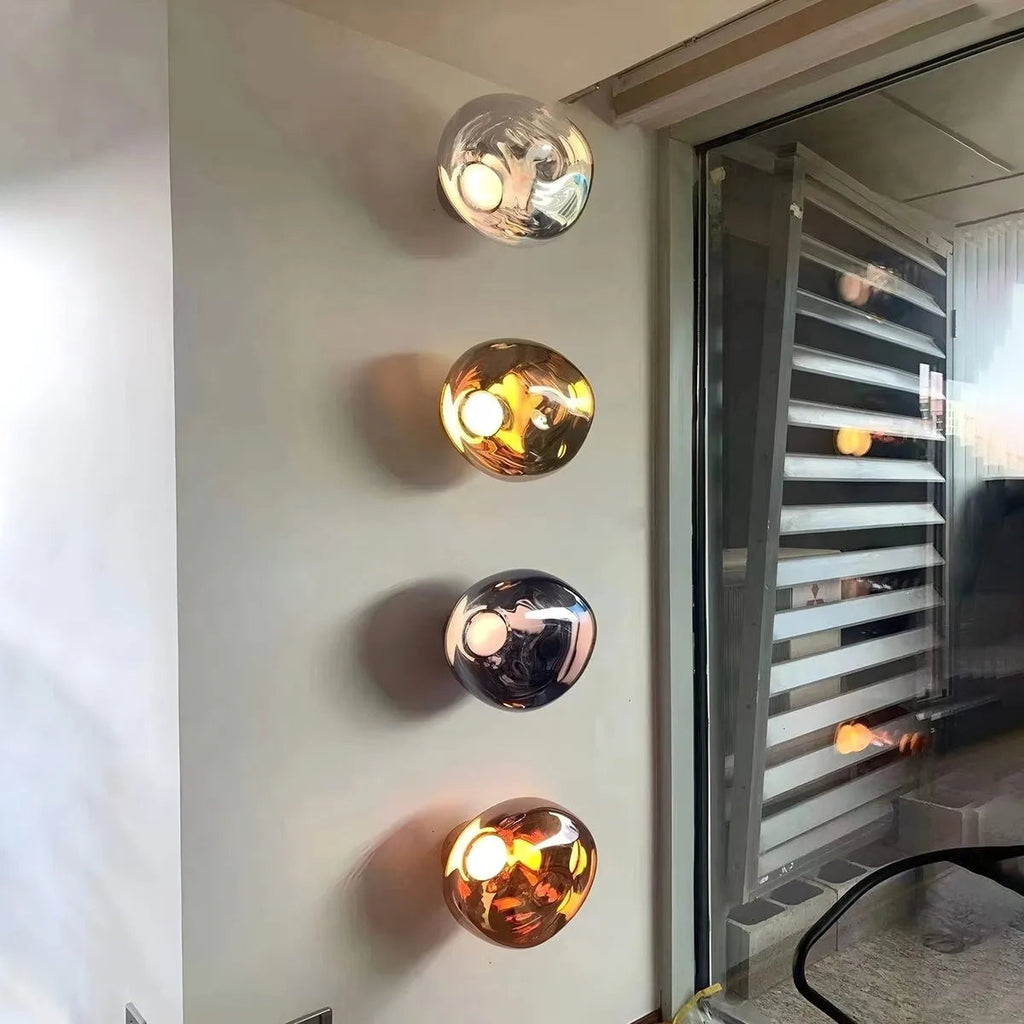 Lampada da parete – Pietra lavica e vetro – Nero – E27 – Design moderno per interni eleganti
