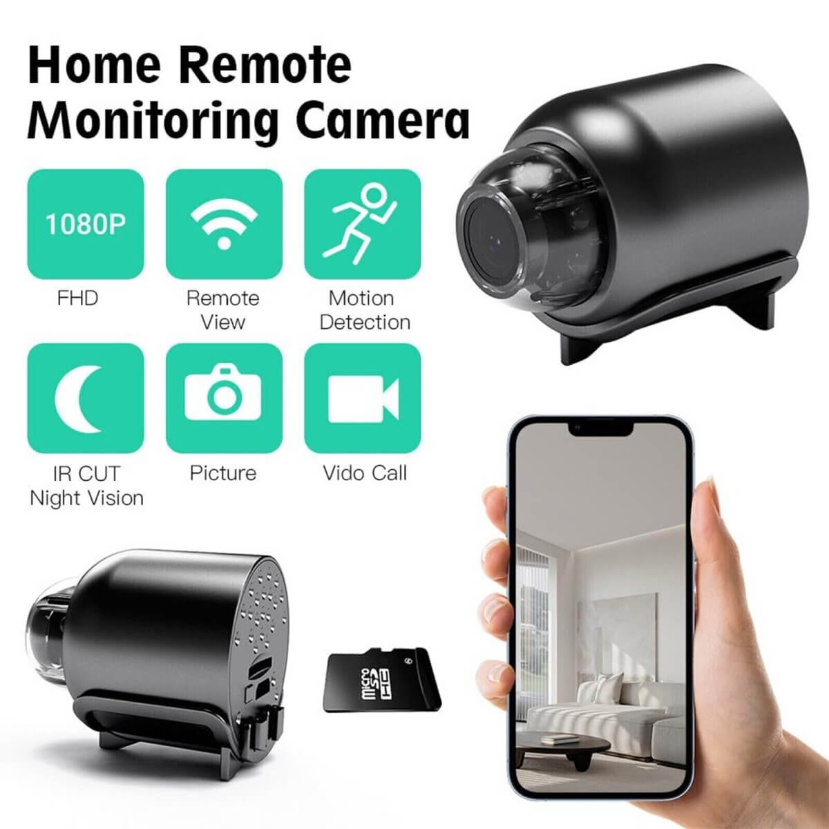 AstraGuard Mini Telecamera Impermeabile Con Visione Notturna 1080P IP Wireless