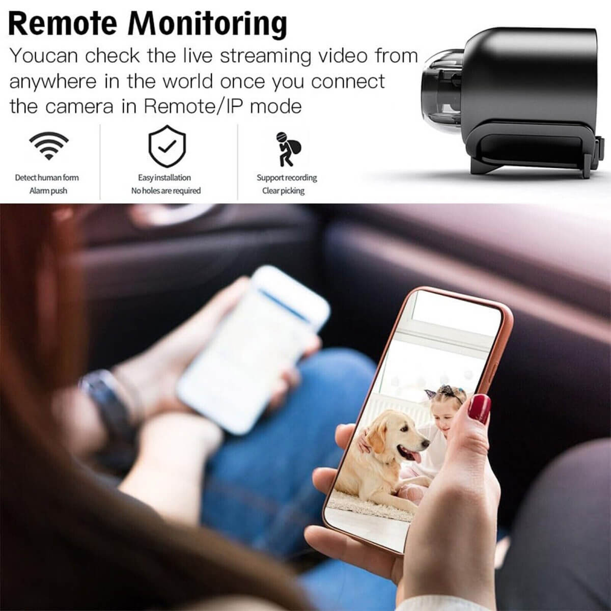 AstraGuard Mini Telecamera Impermeabile Con Visione Notturna 1080P IP Wireless