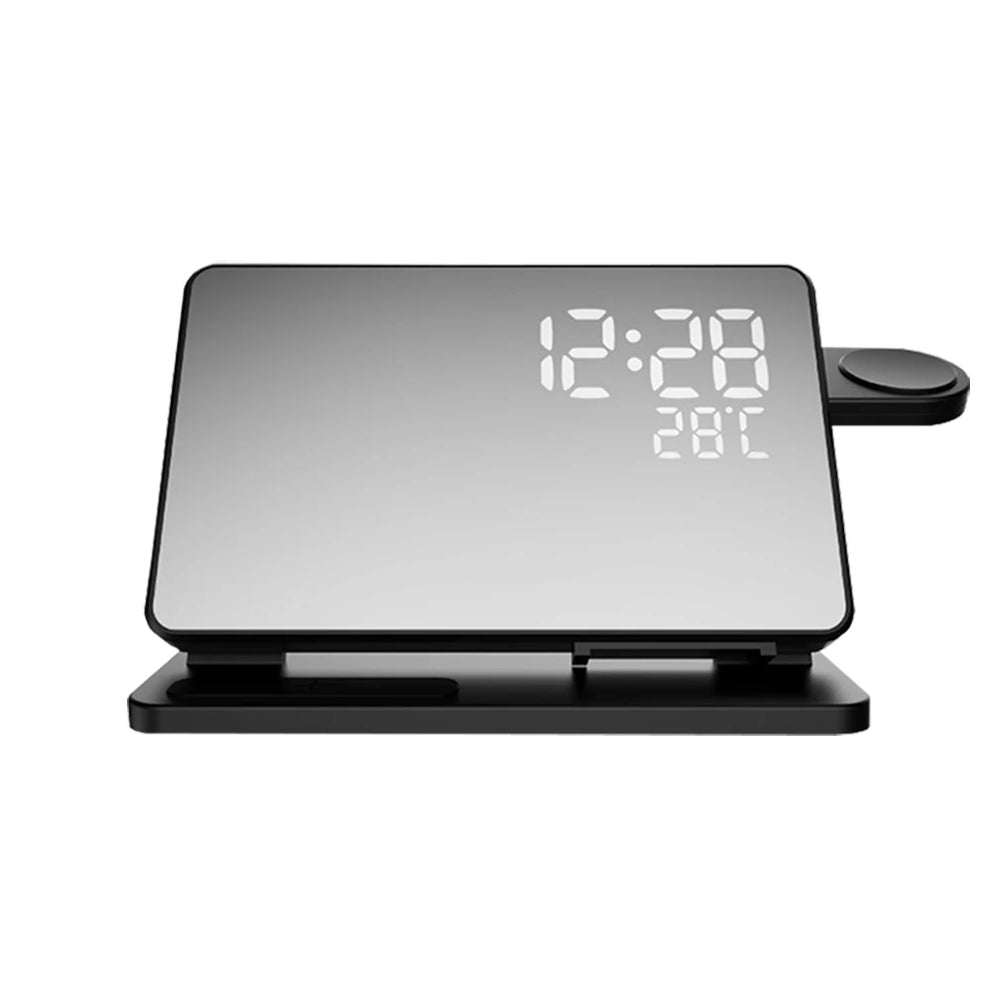 Caricatore 3-in-1 Rapido | Dock di Ricarica Wireless Premium con Sveglia | per Apple iPhone, Watch & AirPods