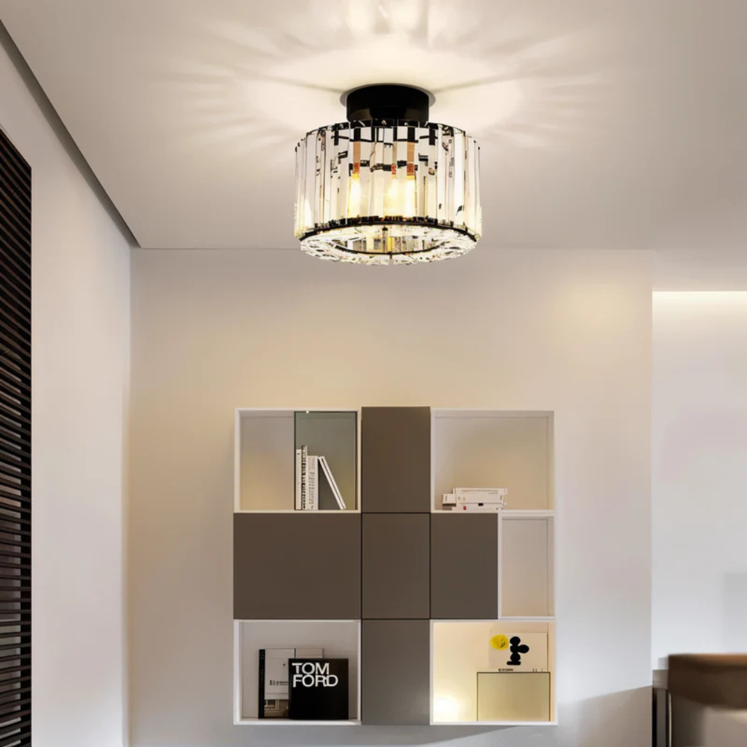 Lampada da soffitto Xylenne – Vetro di cristallo – Nero – 17×23 cm – Elegante lampada a soffitto LED che crea atmosfera