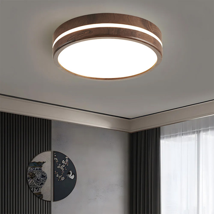 Zallon Plafoniera – Legno – Calda – Ø 40 cm – Illuminazione LED moderna per soggiorno e camera da letto