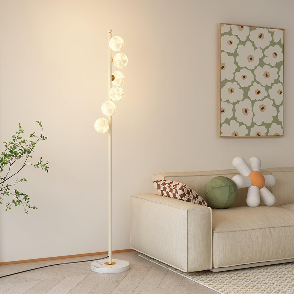 Lampada da terra Zalvon – Metallo e Marmo – Bianco – 160 cm – Elegante design a forma di luna per il soggiorno