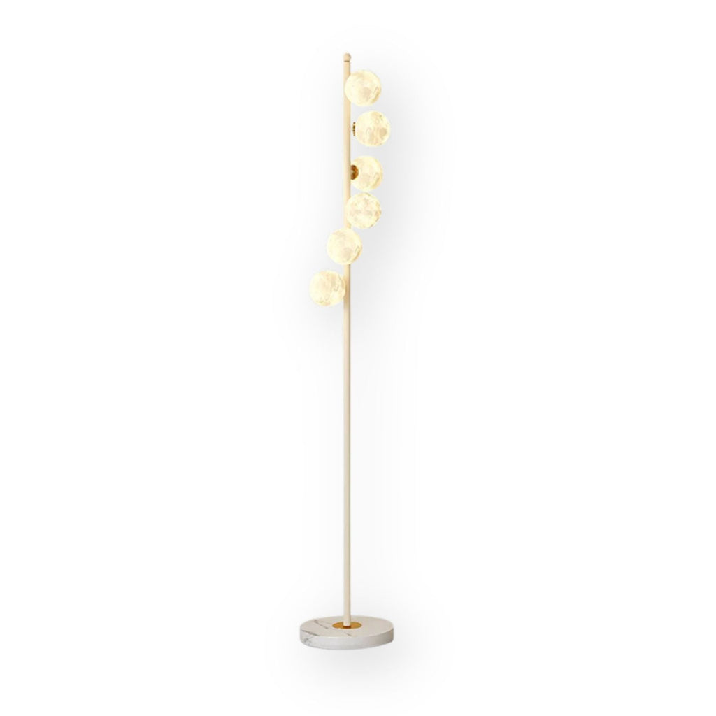 Lampada da terra Zalvon – Metallo e Marmo – Bianco – 160 cm – Elegante design a forma di luna per il soggiorno