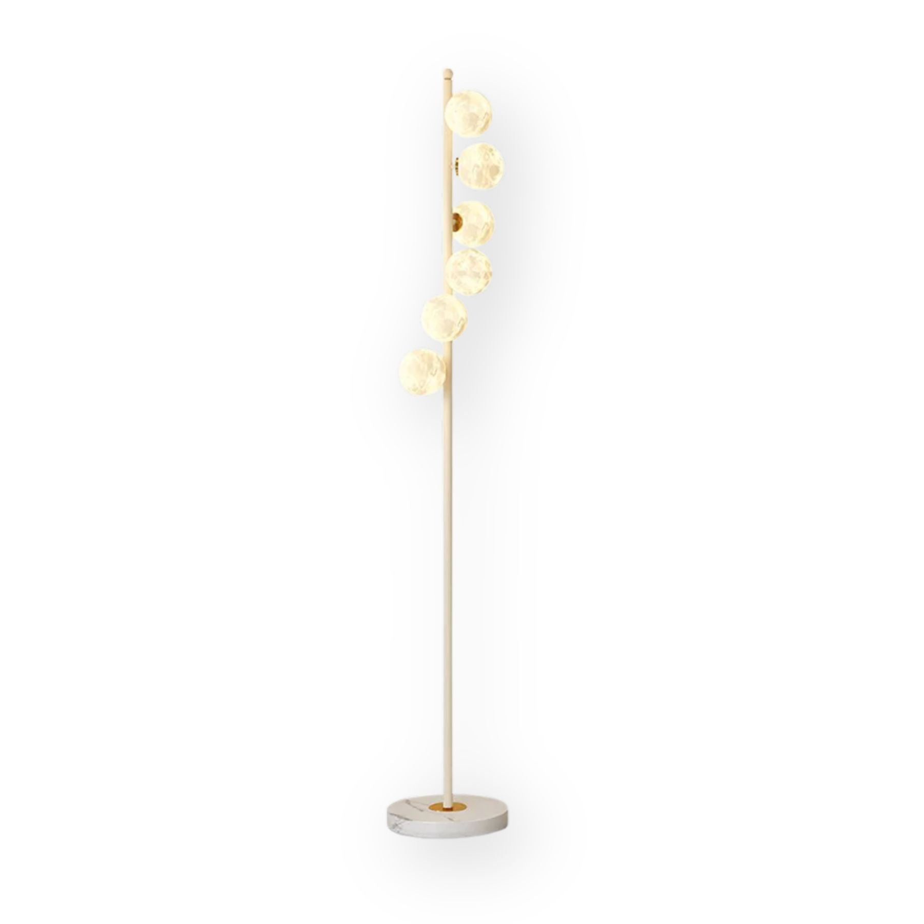 Lampada da terra Zalvon – Metallo e Marmo – Bianco – 160 cm – Elegante design a forma di luna per il soggiorno