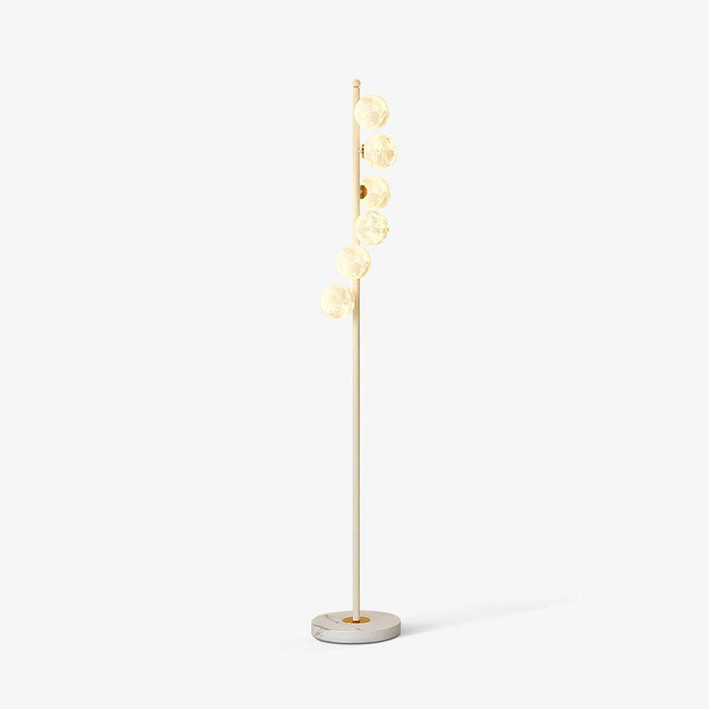 Lampada da terra Zalvon – Metallo e Marmo – Bianco – 160 cm – Elegante design a forma di luna per il soggiorno