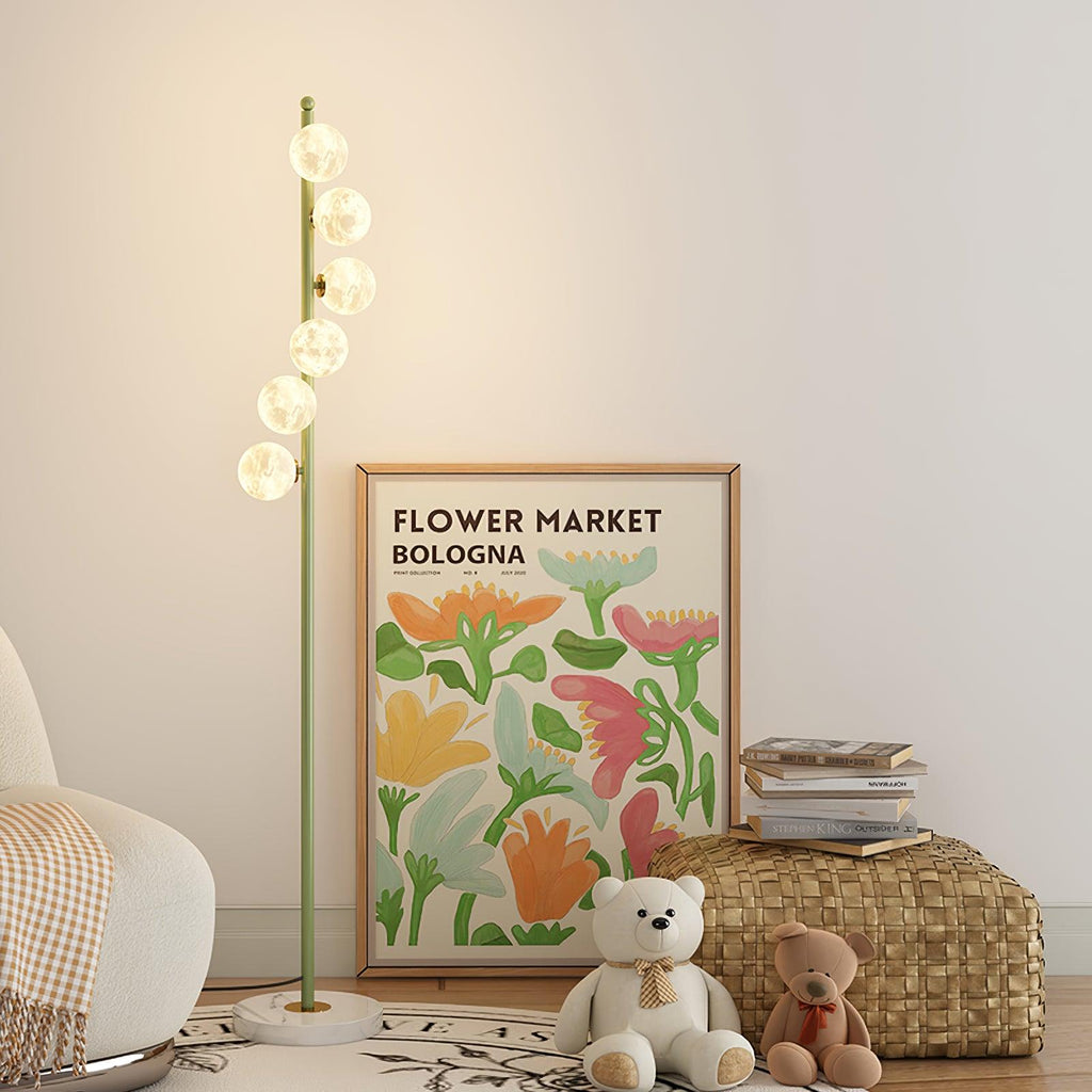 Lampada da terra Zalvon – Metallo e Marmo – Bianco – 160 cm – Elegante design a forma di luna per il soggiorno