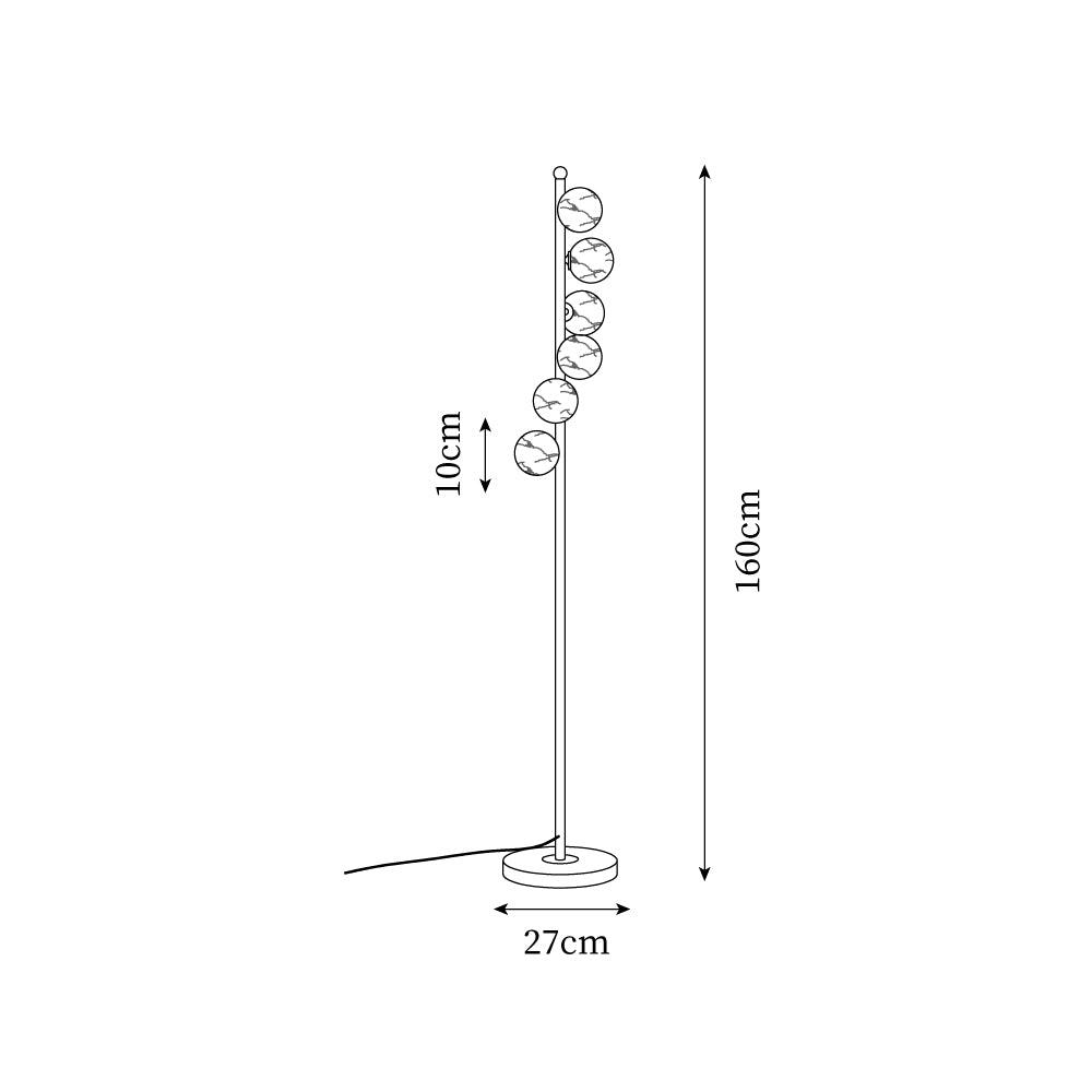Lampada da terra Zalvon – Metallo e Marmo – Bianco – 160 cm – Elegante design a forma di luna per il soggiorno