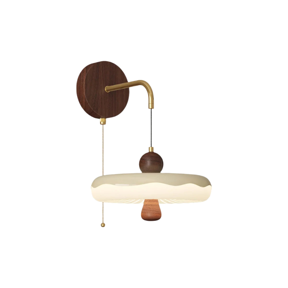 Lampada da Parete Zelani – Tessuto – Crema – Mensola in Legno Integrata – Design Scandinavo per Interni