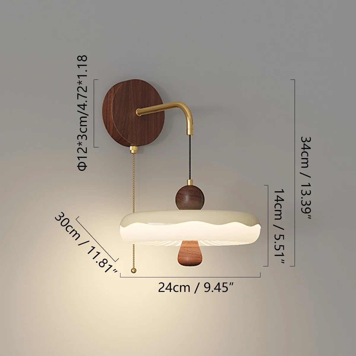 Lampada da Parete Zelani – Tessuto – Crema – Mensola in Legno Integrata – Design Scandinavo per Interni
