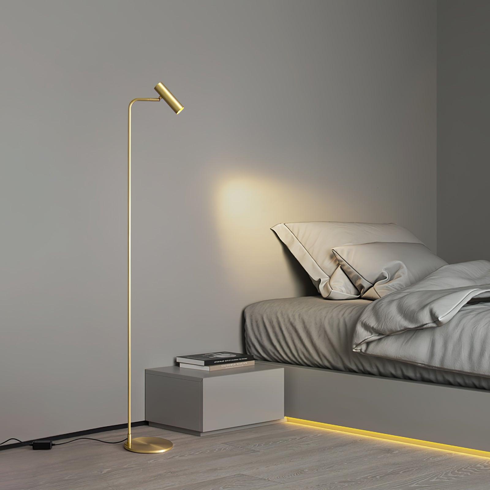 Zelvano Lampada da Terra – Ottone – Oro – 160 cm – Minimalista & Regolabile, Ideale per il Soggiorno