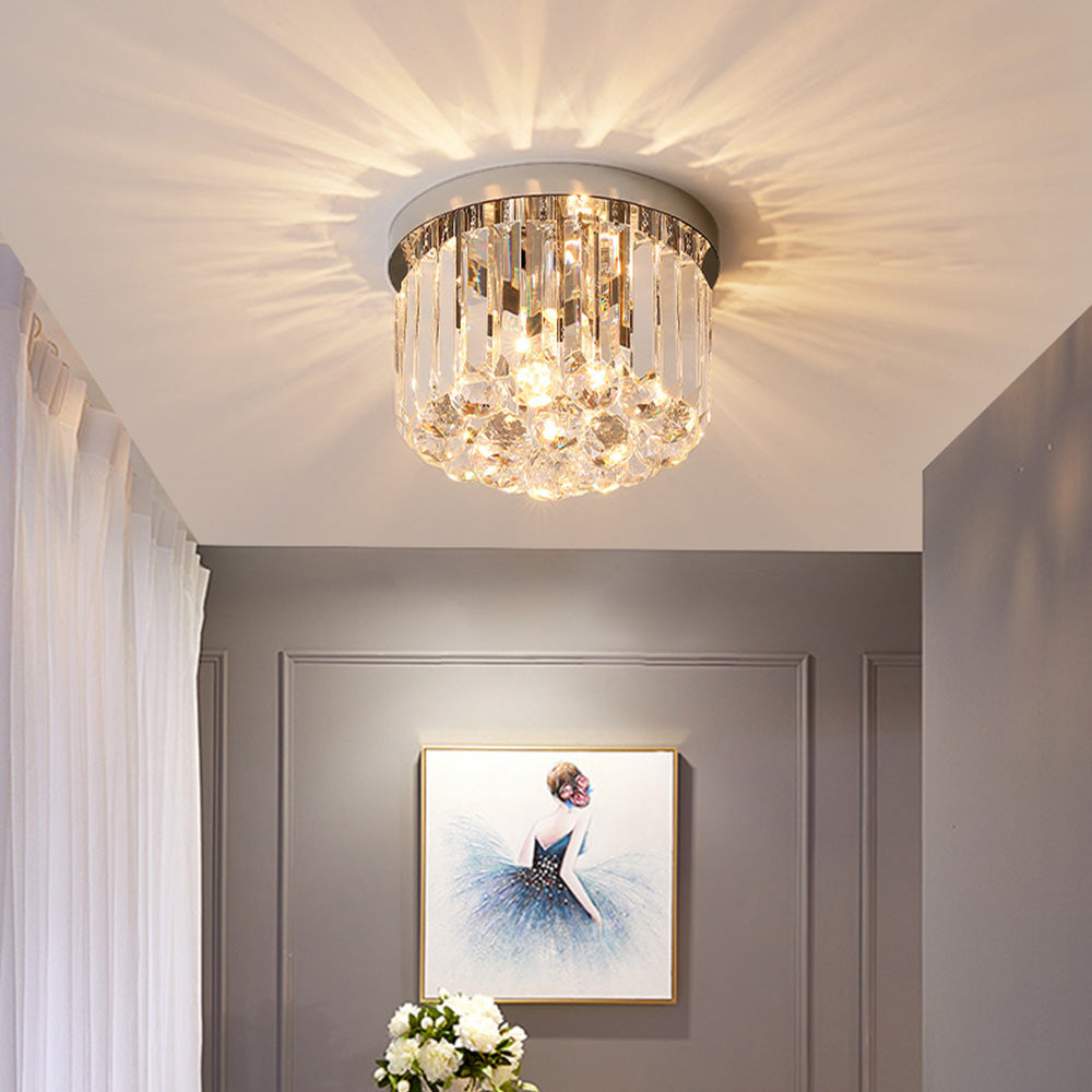 Lampada da soffitto Zinlaro – Acciaio inossidabile – Cristallo – Ø 30 cm – Eleganti accenti luminosi per soggiorno e camera da letto