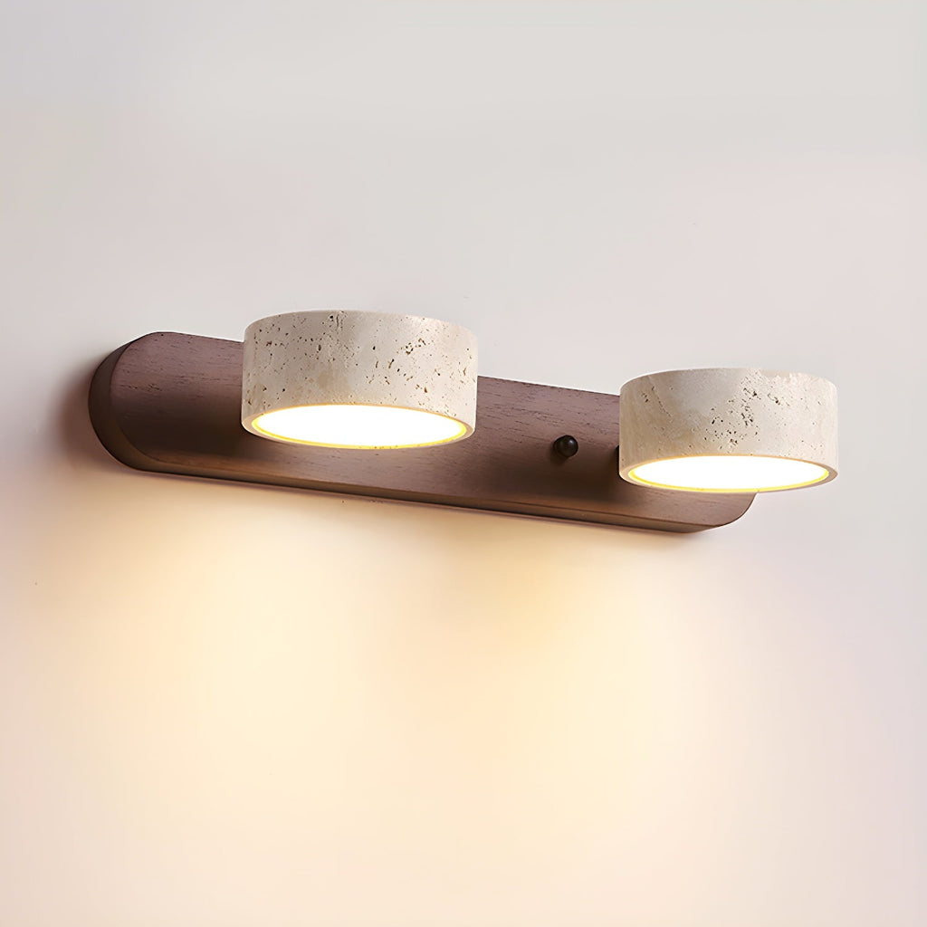 Zinzo Applique – Travertino & Metallo – Luce Calda – Moderna