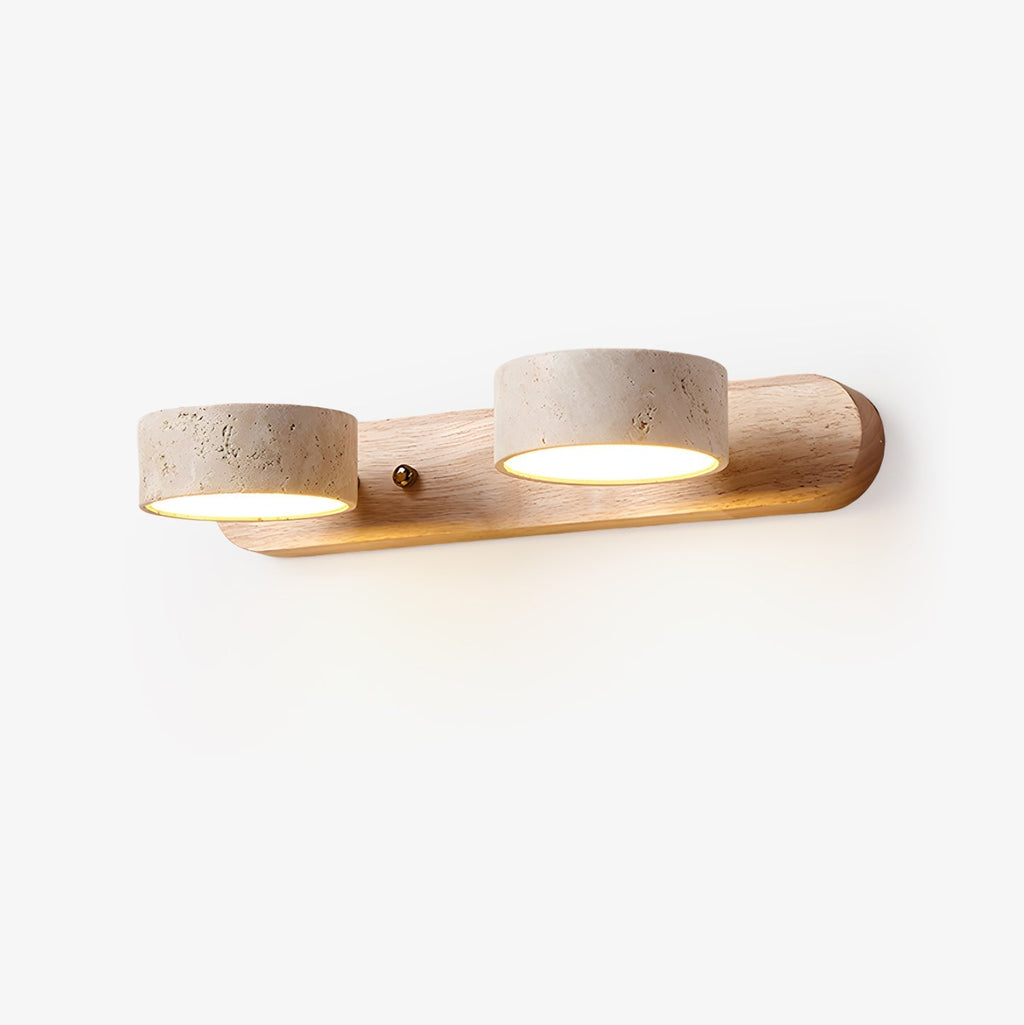 Zinzo Applique – Travertino & Metallo – Luce Calda – Moderna